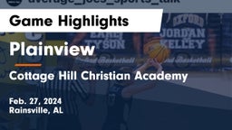 Plainview  vs Cottage Hill Christian Academy Game Highlights - Feb. 27, 2024