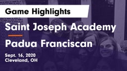 Saint Joseph Academy vs Padua Franciscan  Game Highlights - Sept. 16, 2020