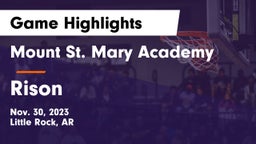 Mount St. Mary Academy vs Rison  Game Highlights - Nov. 30, 2023