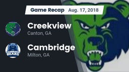 Recap: Creekview  vs. Cambridge  2018