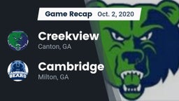 Recap: Creekview  vs. Cambridge  2020