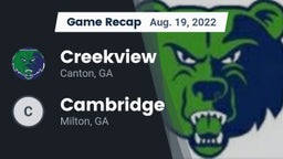 Recap: Creekview  vs. Cambridge  2022