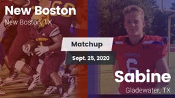 Matchup: New Boston High vs. Sabine  2020