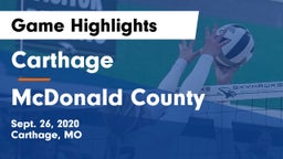 Carthage  vs McDonald County  Game Highlights - Sept. 26, 2020