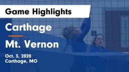 Carthage  vs Mt. Vernon  Game Highlights - Oct. 3, 2020