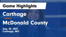 Carthage  vs McDonald County  Game Highlights - Aug. 30, 2022