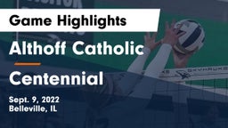 Althoff Catholic  vs Centennial  Game Highlights - Sept. 9, 2022