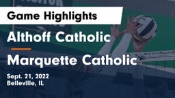 Althoff Catholic  vs Marquette Catholic  Game Highlights - Sept. 21, 2022