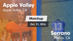 Matchup: Apple Valley High vs. Serrano  2016