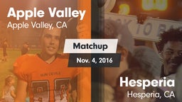 Matchup: Apple Valley High vs. Hesperia  2016