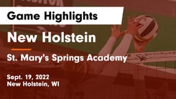 New Holstein  vs St. Mary's Springs Academy  Game Highlights - Sept. 19, 2022