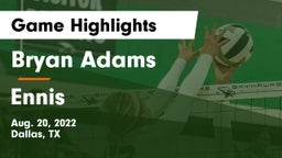 Bryan Adams  vs Ennis  Game Highlights - Aug. 20, 2022