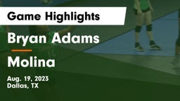 Bryan Adams  vs Molina  Game Highlights - Aug. 19, 2023