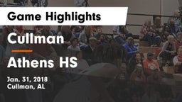 Cullman  vs Athens HS Game Highlights - Jan. 31, 2018