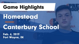 Homestead  vs Canterbury School Game Highlights - Feb. 6, 2019