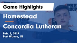 Homestead  vs Concordia Lutheran  Game Highlights - Feb. 8, 2019
