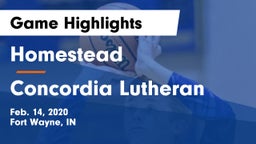 Homestead  vs Concordia Lutheran  Game Highlights - Feb. 14, 2020