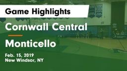 Cornwall Central  vs Monticello  Game Highlights - Feb. 15, 2019