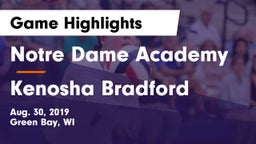 Notre Dame Academy vs Kenosha Bradford Game Highlights - Aug. 30, 2019