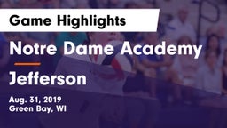 Notre Dame Academy vs Jefferson  Game Highlights - Aug. 31, 2019