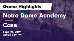 Notre Dame Academy vs Case  Game Highlights - Sept. 21, 2019