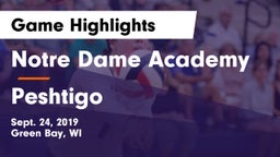 Notre Dame Academy vs Peshtigo Game Highlights - Sept. 24, 2019