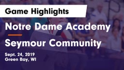 Notre Dame Academy vs Seymour Community  Game Highlights - Sept. 24, 2019