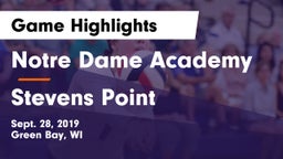 Notre Dame Academy vs Stevens Point Game Highlights - Sept. 28, 2019