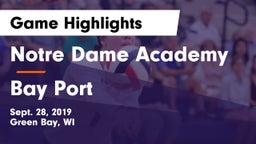 Notre Dame Academy vs Bay Port  Game Highlights - Sept. 28, 2019