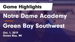 Notre Dame Academy vs Green Bay Southwest  Game Highlights - Oct. 1, 2019
