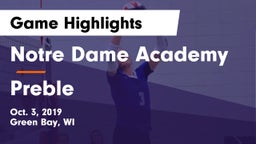 Notre Dame Academy vs Preble  Game Highlights - Oct. 3, 2019