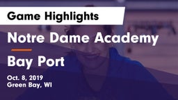 Notre Dame Academy vs Bay Port  Game Highlights - Oct. 8, 2019