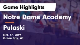 Notre Dame Academy vs Pulaski Game Highlights - Oct. 17, 2019