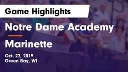Notre Dame Academy vs Marinette Game Highlights - Oct. 22, 2019