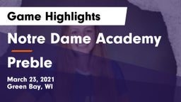 Notre Dame Academy vs Preble  Game Highlights - March 23, 2021
