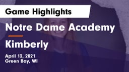 Notre Dame Academy vs Kimberly  Game Highlights - April 13, 2021
