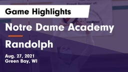Notre Dame Academy vs Randolph  Game Highlights - Aug. 27, 2021