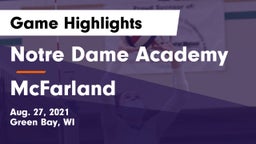Notre Dame Academy vs McFarland  Game Highlights - Aug. 27, 2021