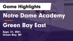 Notre Dame Academy vs Green Bay East Game Highlights - Sept. 21, 2021