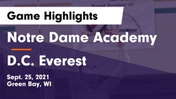 Notre Dame Academy vs D.C. Everest  Game Highlights - Sept. 25, 2021