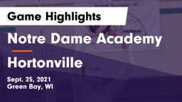 Notre Dame Academy vs Hortonville  Game Highlights - Sept. 25, 2021