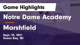 Notre Dame Academy vs Marshfield  Game Highlights - Sept. 25, 2021