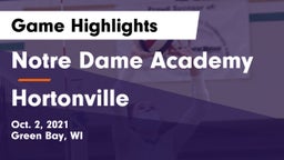 Notre Dame Academy vs Hortonville Game Highlights - Oct. 2, 2021