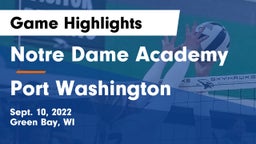 Notre Dame Academy vs Port Washington  Game Highlights - Sept. 10, 2022