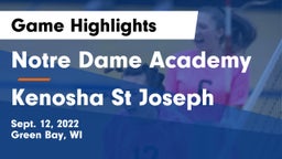 Notre Dame Academy vs Kenosha St Joseph Game Highlights - Sept. 12, 2022