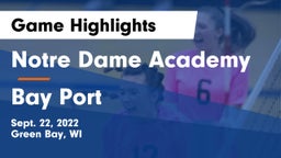 Notre Dame Academy vs Bay Port  Game Highlights - Sept. 22, 2022