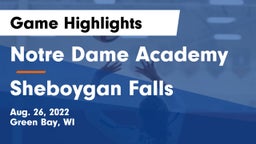 Notre Dame Academy vs Sheboygan Falls  Game Highlights - Aug. 26, 2022