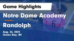Notre Dame Academy vs Randolph  Game Highlights - Aug. 26, 2022