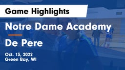 Notre Dame Academy vs De Pere  Game Highlights - Oct. 13, 2022