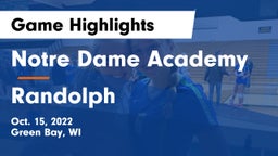 Notre Dame Academy vs Randolph Game Highlights - Oct. 15, 2022
